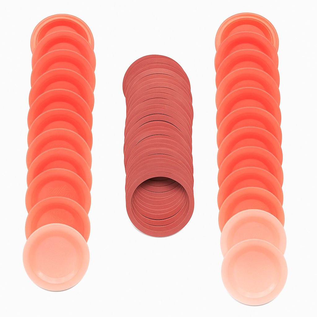 Assorted Colors Regular Mouth Lids & Gaskets - 50 lids - Harvest Guard Reusable Canning Lids