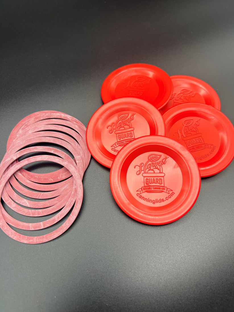 RED Regular Mouth Lids & Gaskets - 50 lids – Harvest Guard Reusable ...